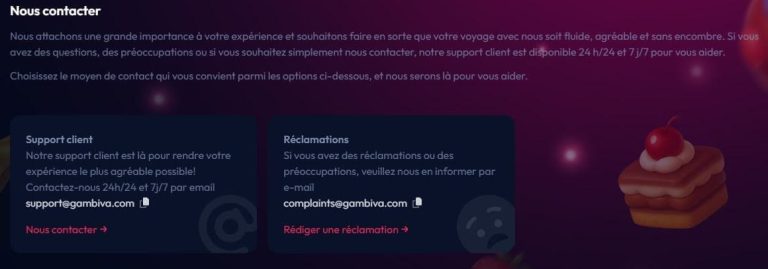 Gambiva Casino support client